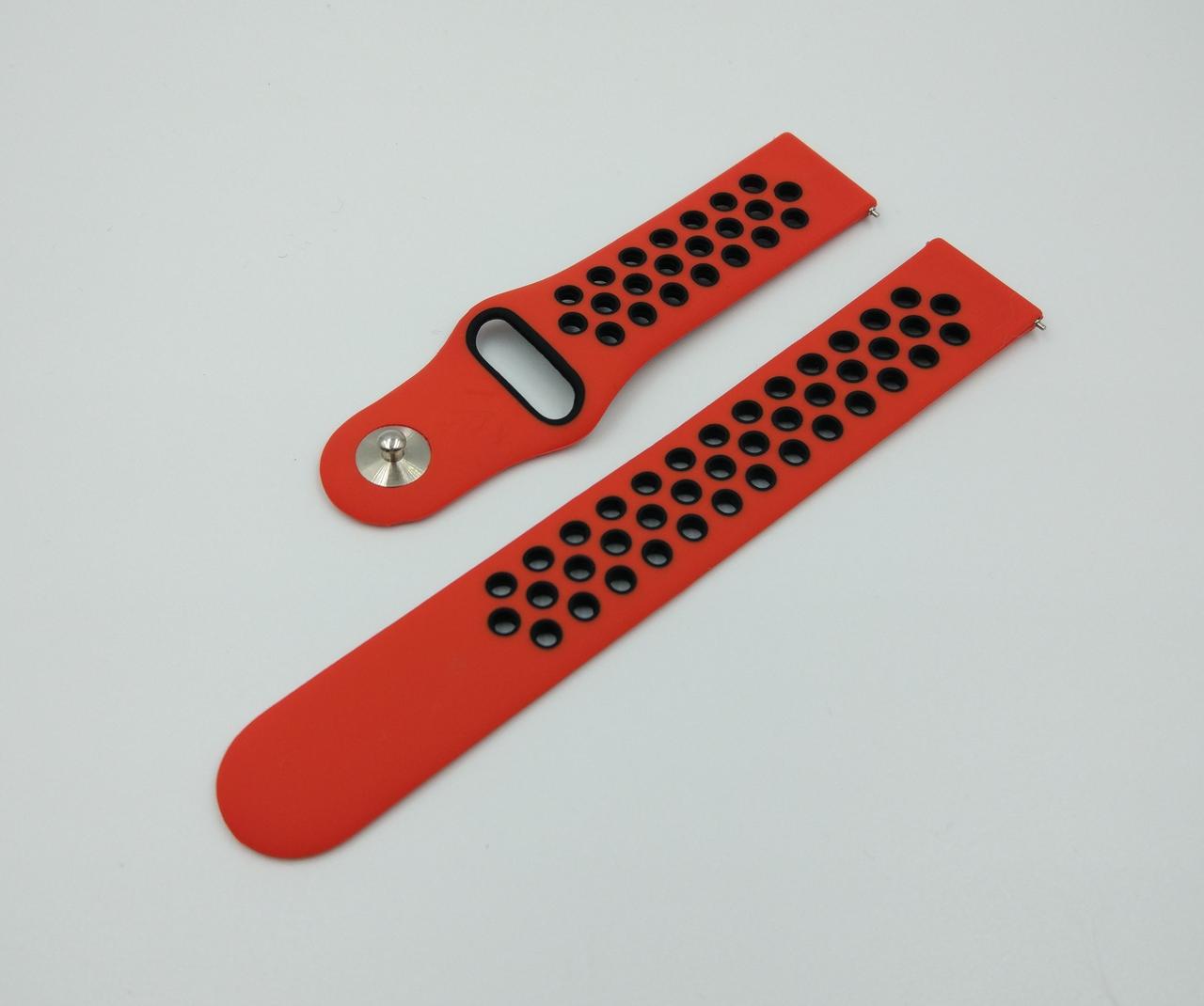 Силіконовий ремінець Sport Nike Style для Amazfit GTR 2 / Pace / Stratos / 22 мм Червоний / Чорний 1791P