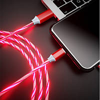 Кабель micro USB з неоновим підсвічуванням 2А, 1м - висока якість - червоний