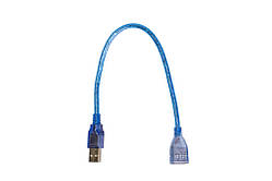 Подовжувач USB шт.A — гн.A 0,5 м. прозорий синій