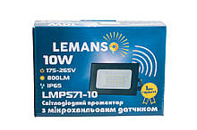 Прожектор LED 10W 6500K IP65 800LM Lemanso з мікрохвильовим датчиком