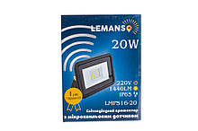 Прожектор LED 20W 6500K IP65 1440LM Lemanso з мікрохвильовим датчиком