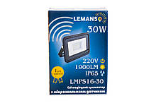 Прожектор LED 30W 6500K IP65 2000LM Lemanso з мікрохвильовим датчиком