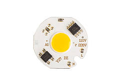 Світлодіодний модуль COB LED 27 мм. 10W 220V IP20 3000K