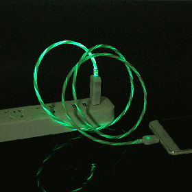 Зарядний кабель micro USB — неонова підсвітка 2 А 1 м — зелений