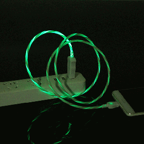 Зарядний кабель USB Type-C - струмуюча неонова підсвітка 2А 1м - зелений, фото 1