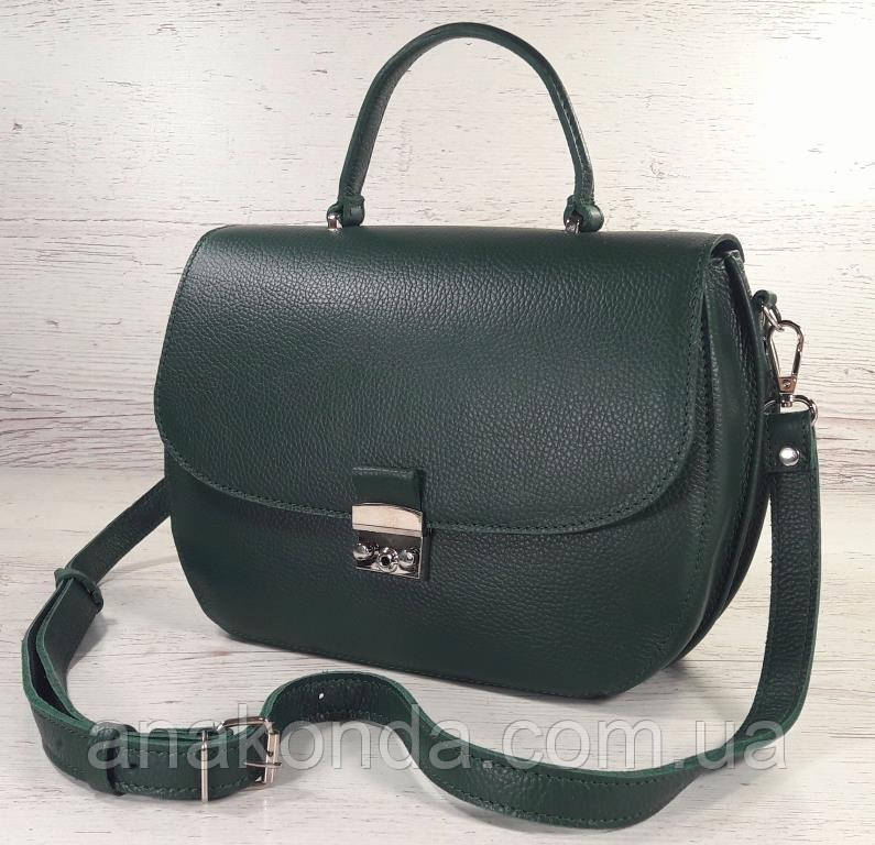584 Натуральна шкіра Сумка жіноча зелена Шкіряна сумка зелена шкіряна сумка зелена смарагдова
