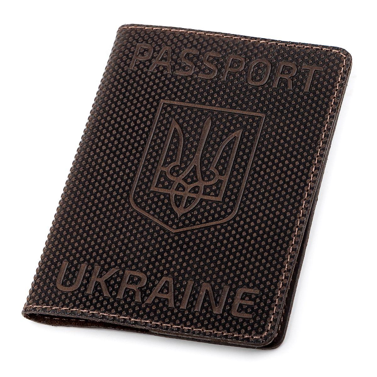 Обкладинка на паспорт Shvigel 13930 Коричнева шкіряна, Коричневий