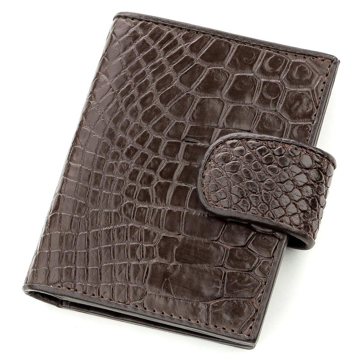Визитница мужсккая CROCODILE LEATHER 18575 из натуральной кожи крокодила Коричневая, Коричневый