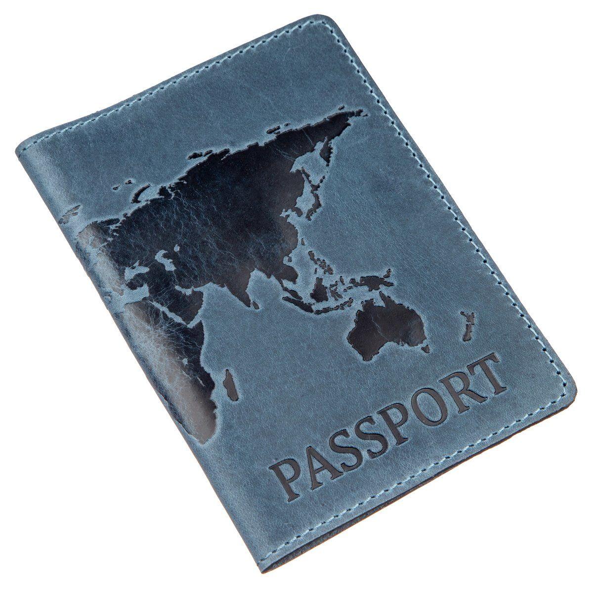 Обкладинка на паспорт Shvigel 13956 шкіряна матова Синя, Синій