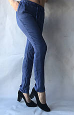 Літні штани з льону-котону No14 БАТАЛ синій, фото 2