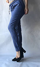 Літні штани з льону-котону No14 БАТАЛ синій, фото 3