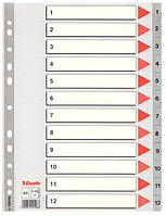 Роздільники пластикові Esselte, РР, А4, цифрові 1-12, арт. 100106