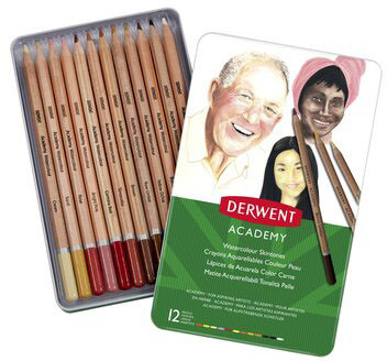 Набір акварельних олівців (відтінки шкіри) Derwent Academy™ Watercolour Skintones