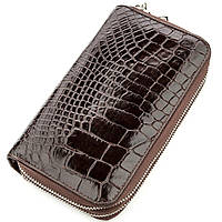 Клатч чоловічий CROCODILE LEATHER 18526 з натуральної шкіри крокодила Коричневий