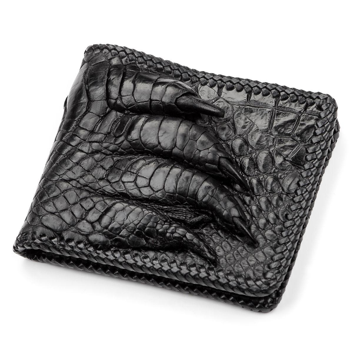 Портмоне CROCODILE LEATHER 18004 з натуральної шкіри крокодила Чорне, Чорний