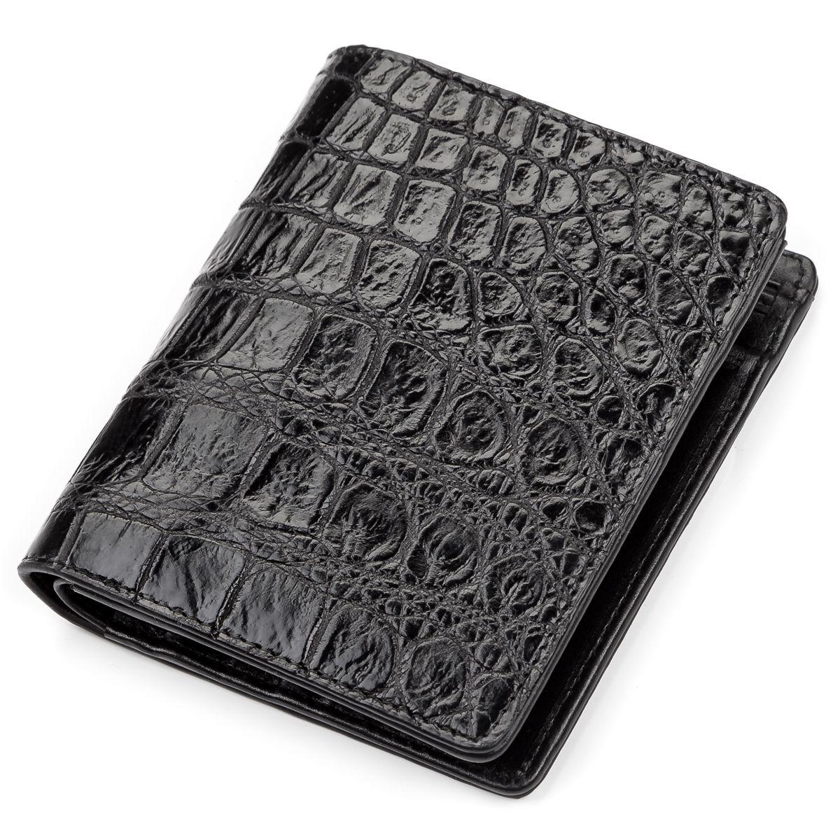Портмоне CROCODILE LEATHER 18047 з натуральної шкіри крокодила Чорне, Чорний