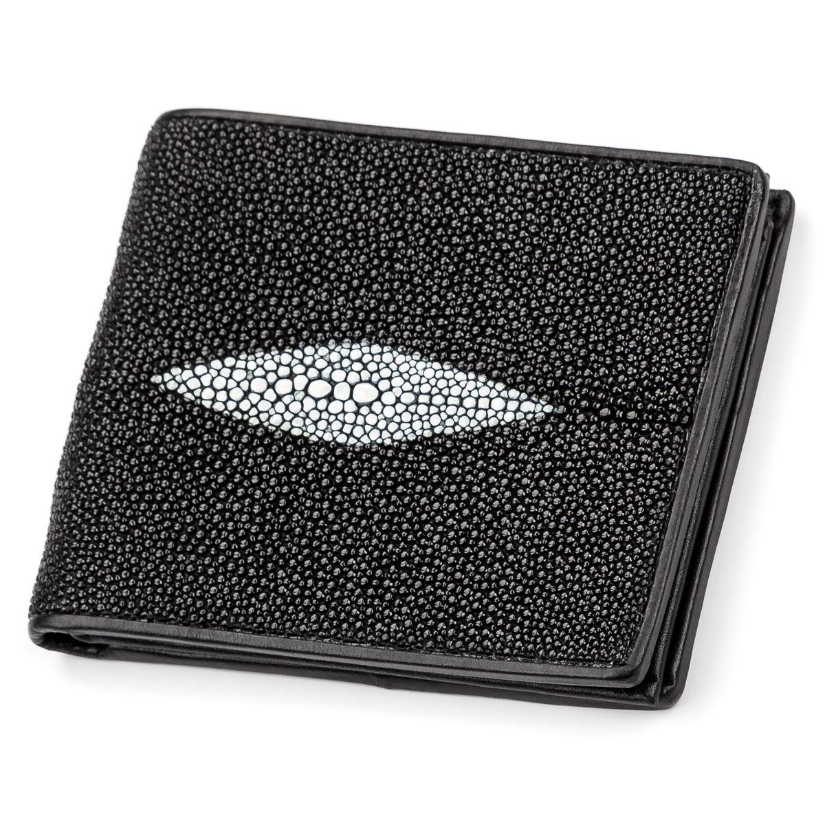 Портмоне мужское STINGRAY LEATHER 18063 из натуральной кожи морского ската Черное, Черный