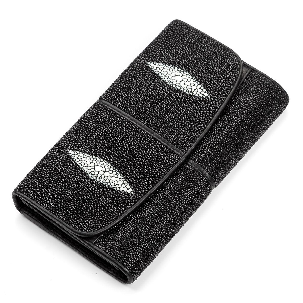Гаманець жіночий STINGRAY LEATHER 18099 з натуральної шкіри морського скату Чорний