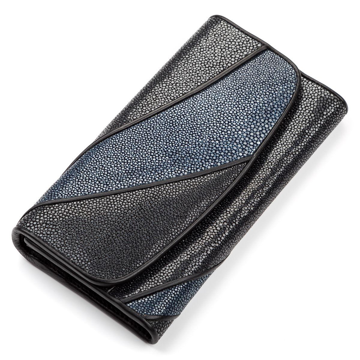 Гаманець жіночий STINGRAY LEATHER 18119 з натуральної шкіри морського скату Чорний