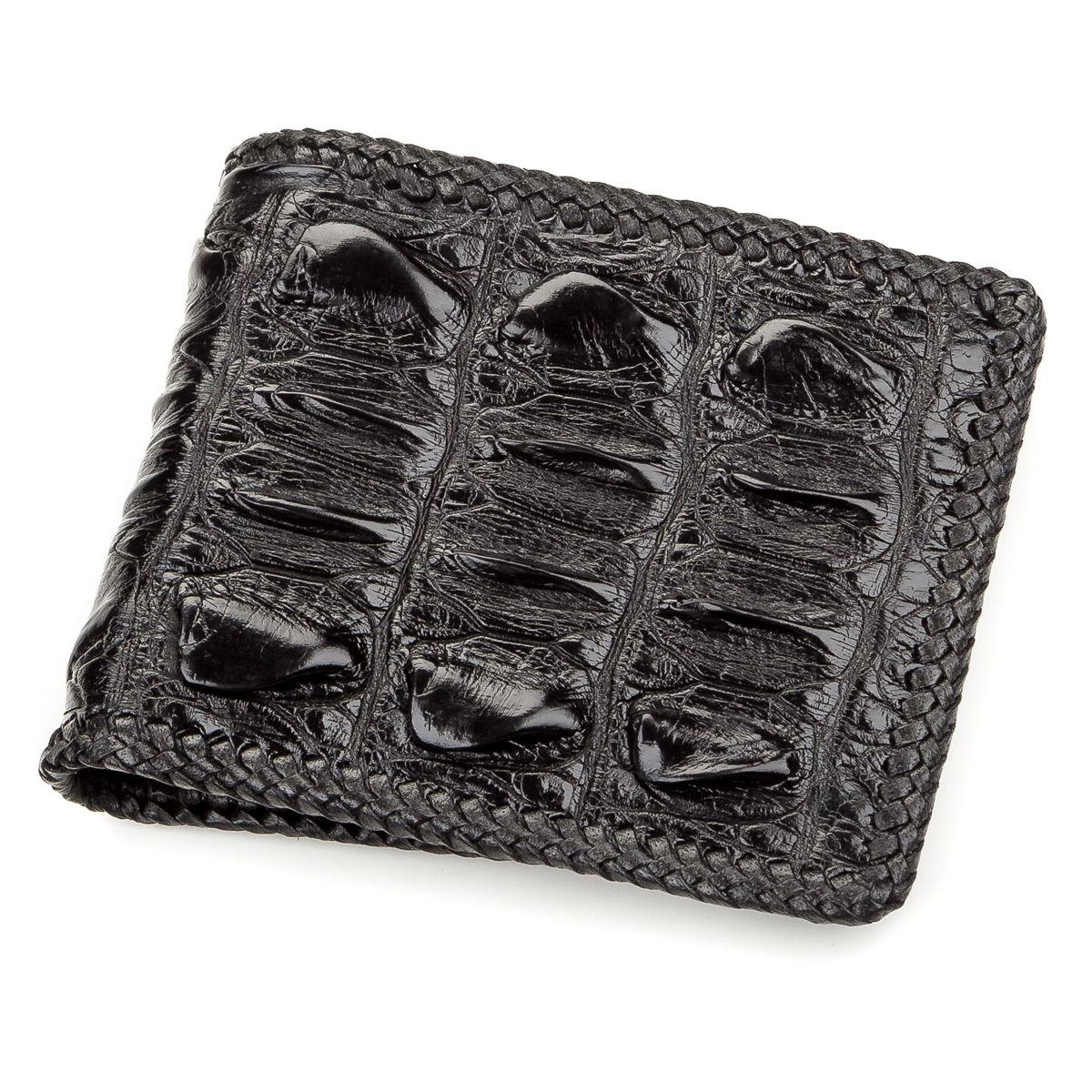 Портмоне CROCODILE LEATHER 18186 из натуральной кожи крокодила Черное, Черный