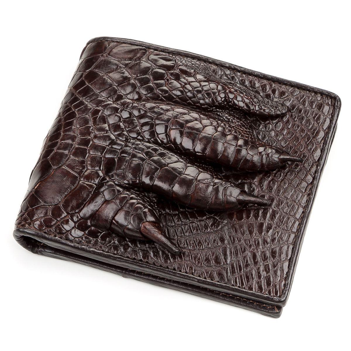 Портмоне CROCODILE LEATHER 18196 з натуральної шкіри крокодила Коричневе, Коричневий