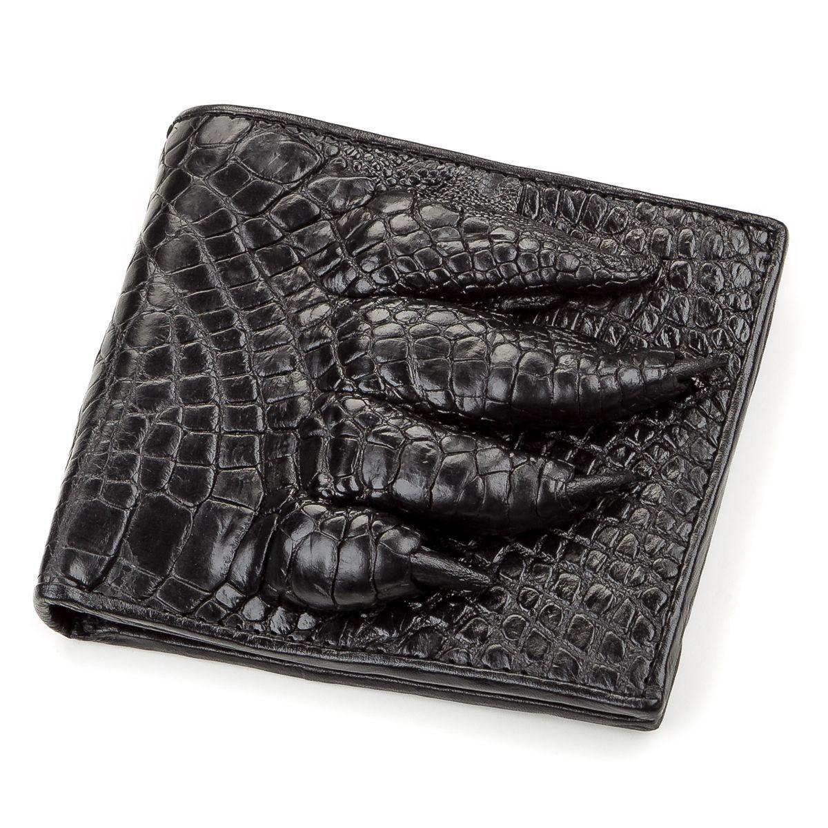 Кошелек мужской CROCODILE LEATHER 18200 из натуральной кожи крокодила Черный, Черный