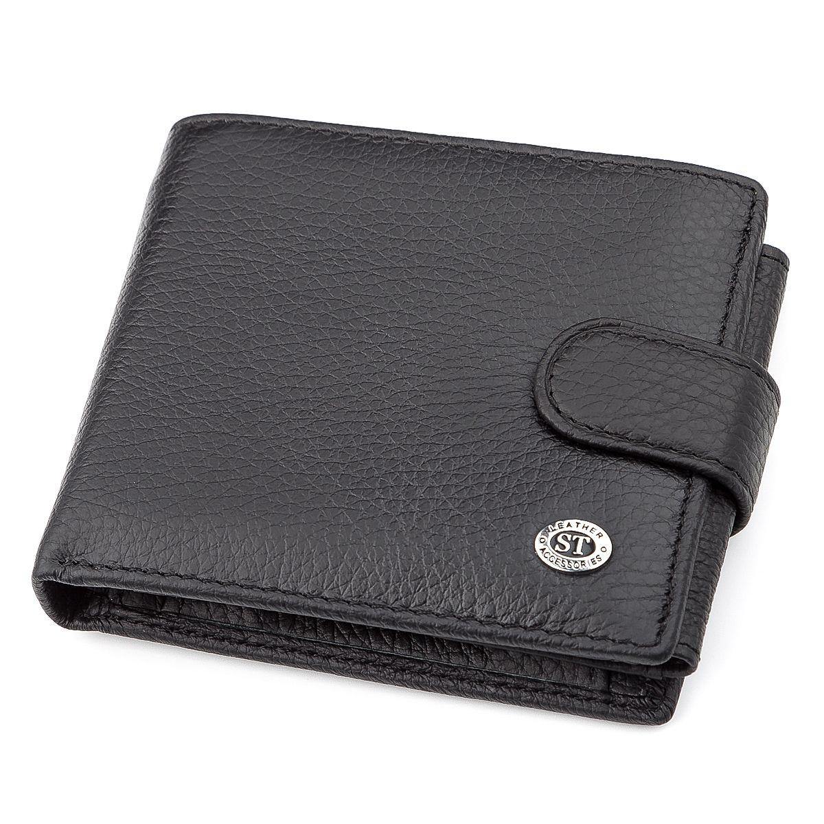 Чоловічий гаманець ST Leather 18334 (ST102) натуральна шкіра чорний