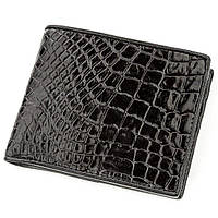 Портмоне CROCODILE LEATHER 18528 з натуральної шкіри крокодила Чорне, Чорний