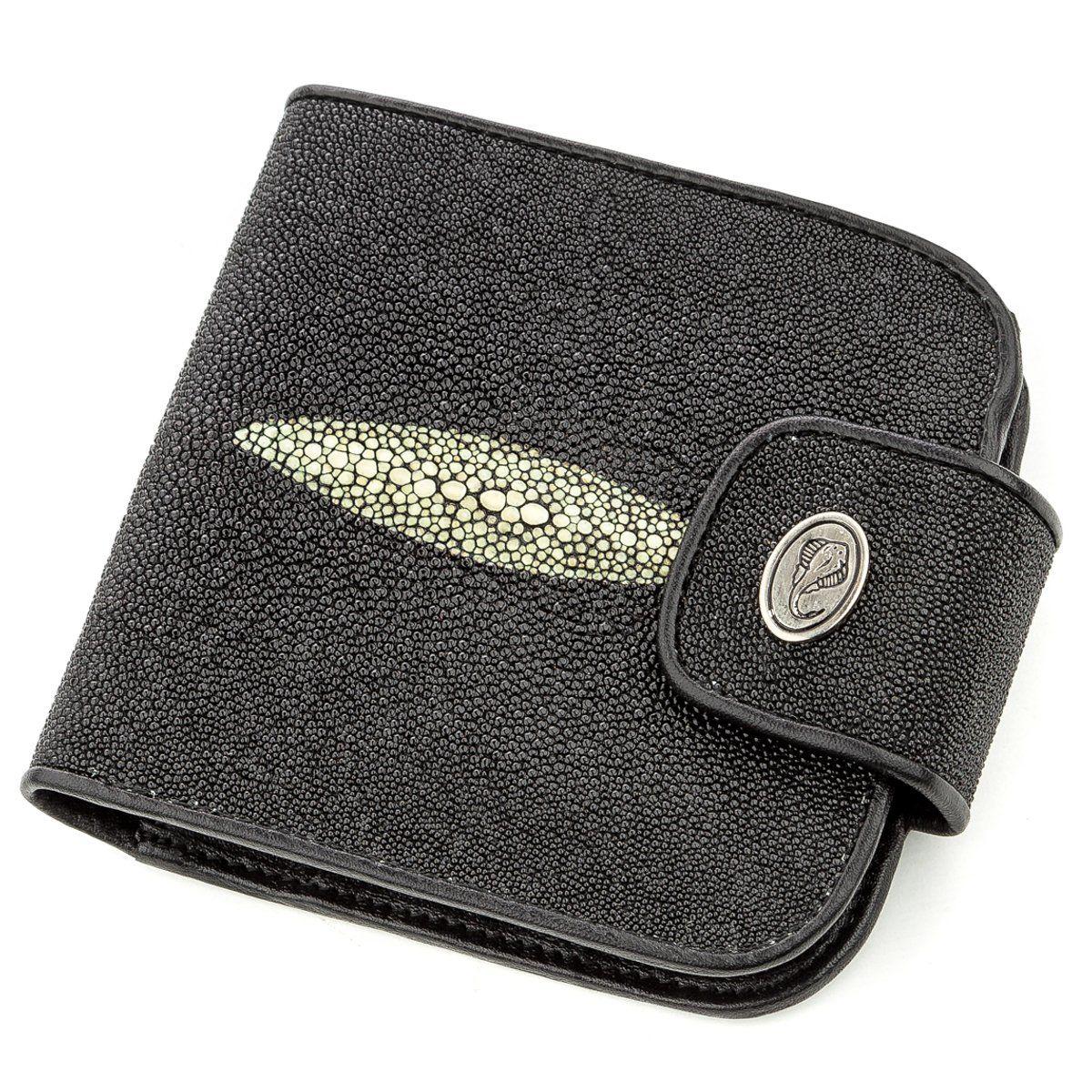 Горизонтальний гаманець STINGRAY LEATHER 18561 з натуральної шкіри морського скату Чорний, Чорний