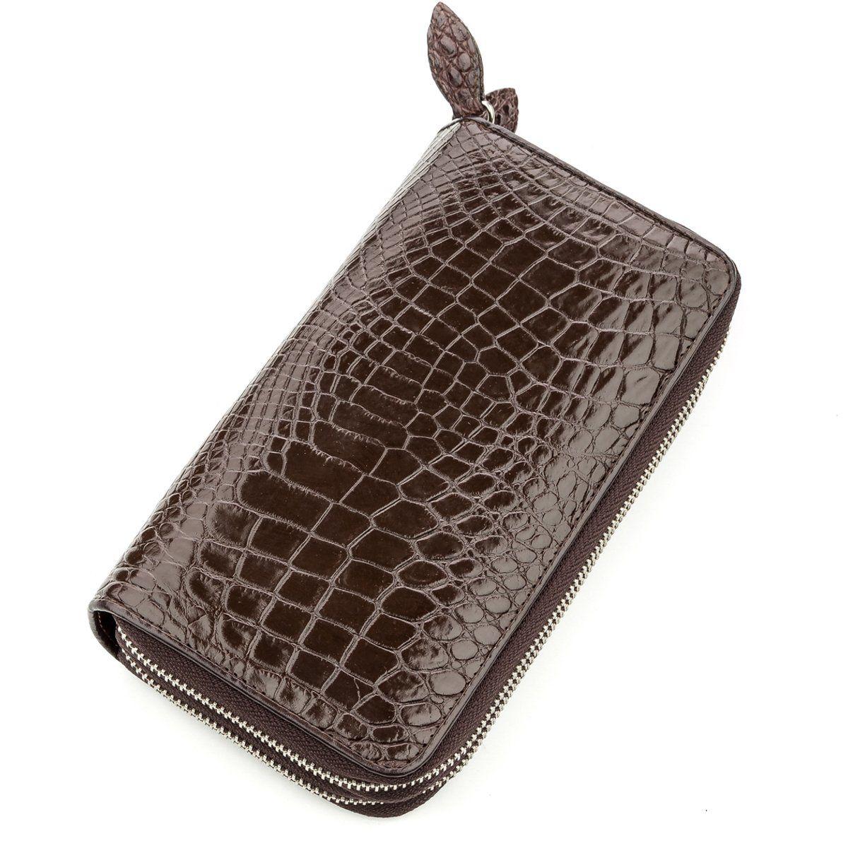 Клатч чоловічий CROCODILE LEATHER 18568 з натуральної шкіри крокодила Коричневий, Коричневий