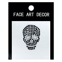 Наклейка на лицо и тело "Череп" чёрные стразы face (body) art decor