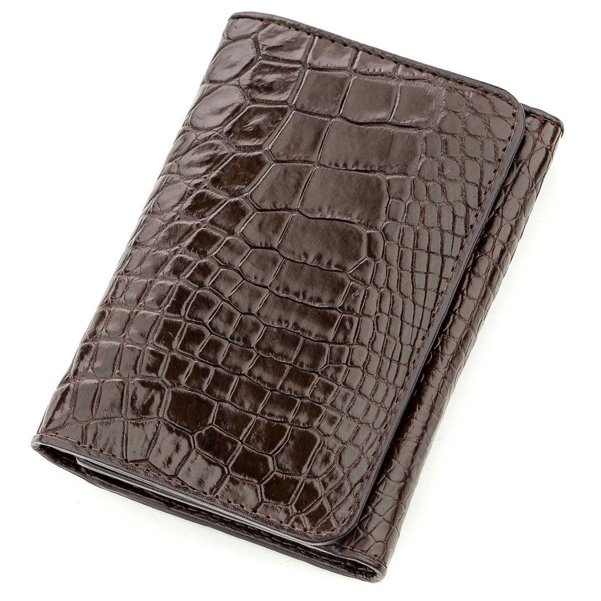 Гаманець чоловічий CROCODILE LEATHER 18574 з натуральної шкіри крокодила Коричневий, Коричневий