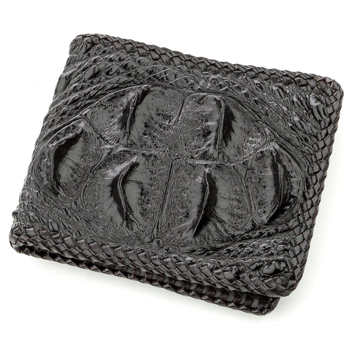 Гаманець чоловічий CROCODILE LEATHER 18580 з натуральної шкіри крокодила Чорний, Чорний