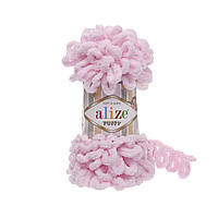 Пряжа Alize Puffy 31 светло-розовый (Пуффи Ализе) для вязания без спиц руками с петельками петлями