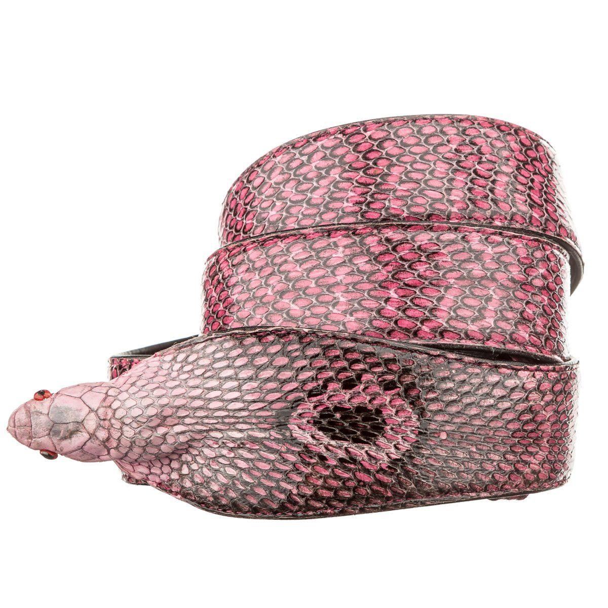 Ремінь жіночий SNAKE LEATHER 18592 з натуральної шкіри кобри Рожевий