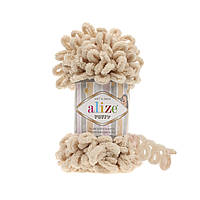 Пряжа Alize Puffy 310 медовый (Пуффи Ализе) для вязания без спиц руками с петельками петлями
