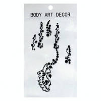 Наклейки на руку "Восточная красавица" чёрные body art decor tattoo (тату)