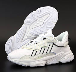 Женские кроссовки Adidas Ozweego White Black рефлективные. Фото в живую. топ