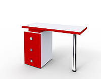 Маникюрный стол "Триумф" белый с красными фасадами