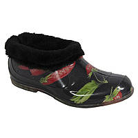 Калоші гумові жіночі з хутром "Полуничка"