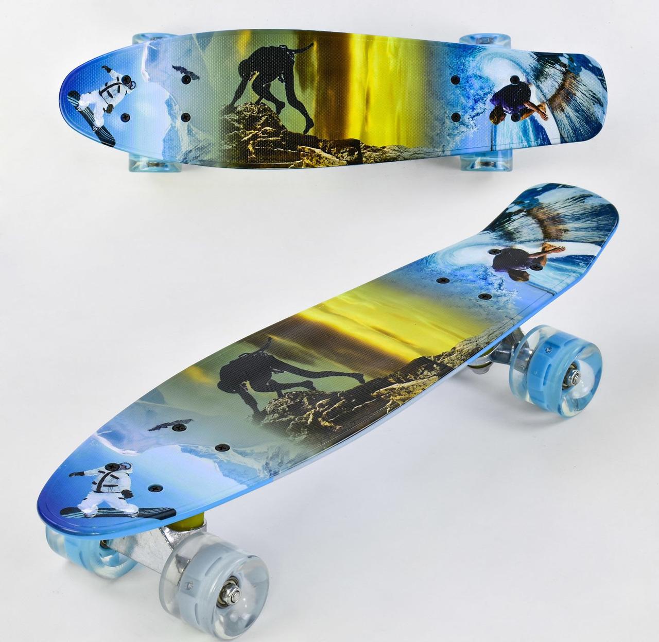 Скейт Best Board з малюнком, дошка=55см, колеса PU, світяться, d=6см