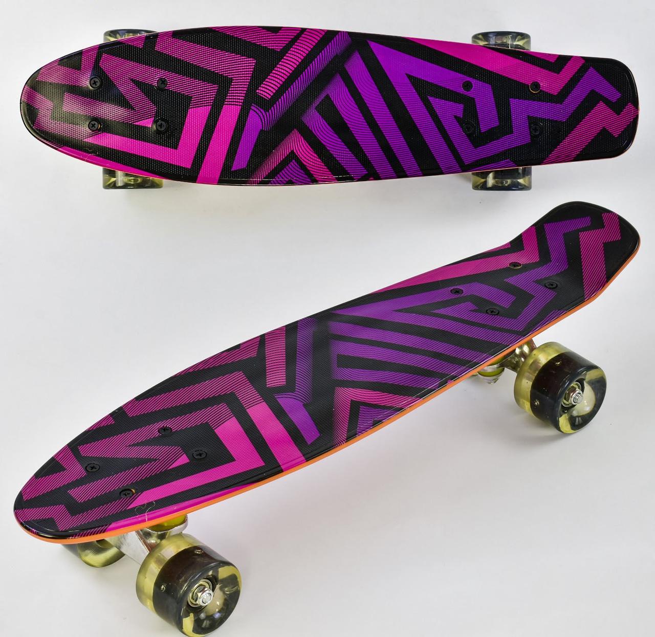 Скейт дитячий фіолетовий Best Board, дошка=55см, колеса PU, світяться, d=6см
