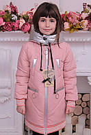 Пальто куртка з навушниками для дівчинки 7-12 років демісезонне