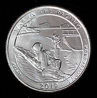 Монета США 25 млн 2019 р. Національні парки Гуам, війна на Тихому океані.