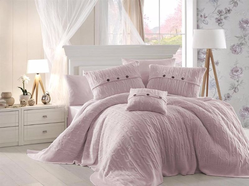 Постільна білизна з в'язаним покривалом First Choice — Nirvana Excellent — Gül Kurusu