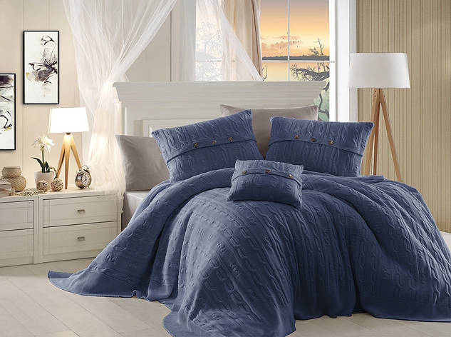 Постільна білизна з в'язаним покривалом First Choice — Nirvana Excellent — İndigo, фото 1