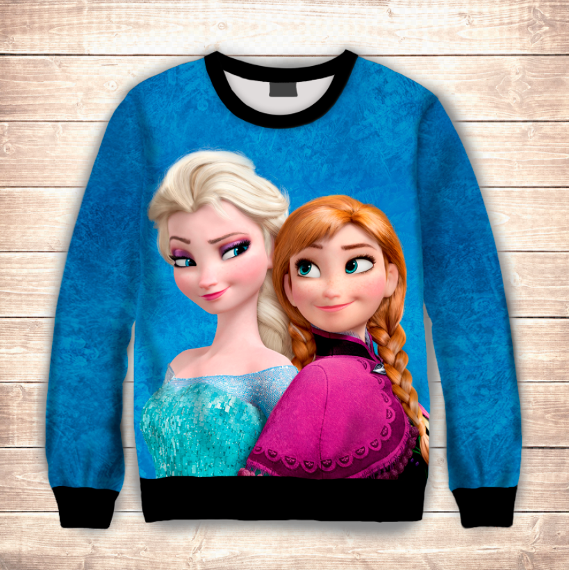 Світшот з 3D принтом Анна і Ельза FROZEN Холодне серце. Дитячі і дорослі розміри ВСІ Розміри, фото 1