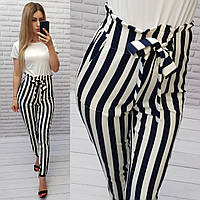 Штани з поясом арт. 168 синя з білим смужка