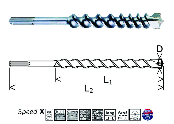 Свердло по бетону Bosch SDS-max Speed X 52/400/520 мм, фото 1