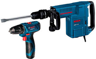 Відбійний молоток Bosch GSH 11 E + акумуляторна дриль-шуруповерт GSR 120-LI (061131670D)